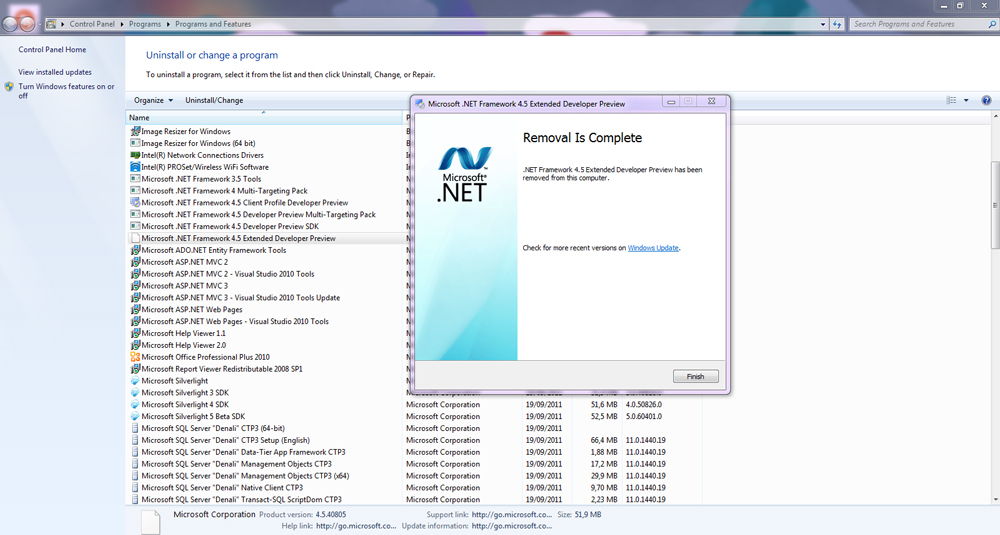 Удаление NET.Framework