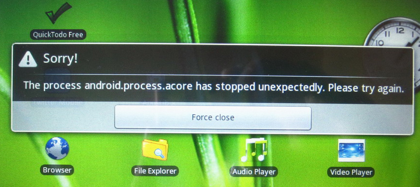 Ошибка android.process.acore