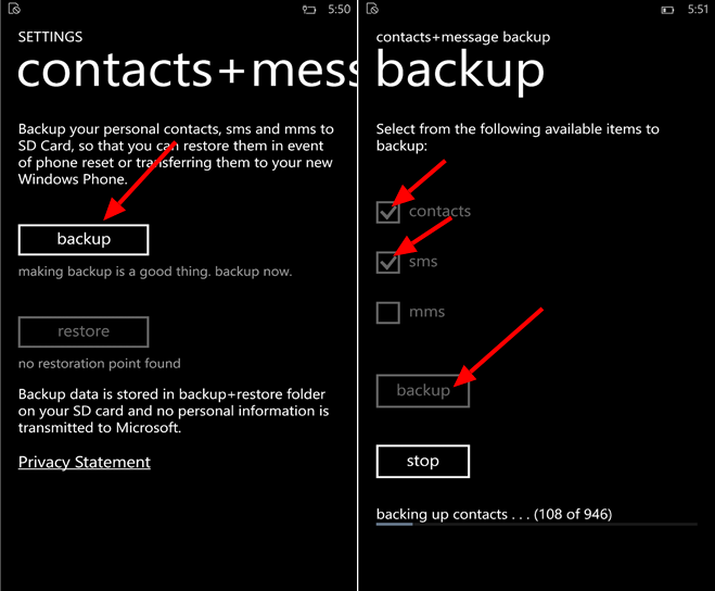 Приложение Contacts Backup