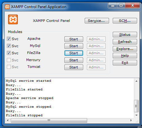 Контрольная панель XAMPP