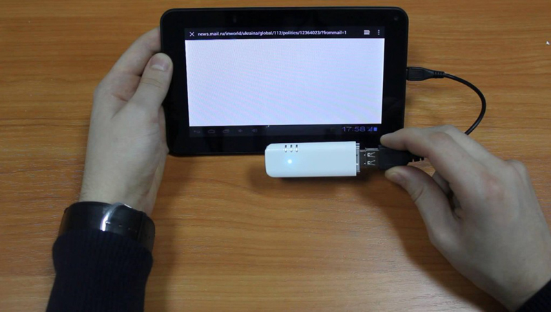 Подключение USB-модема к планшету