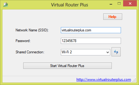 Настройки программы Virtual Router Plus