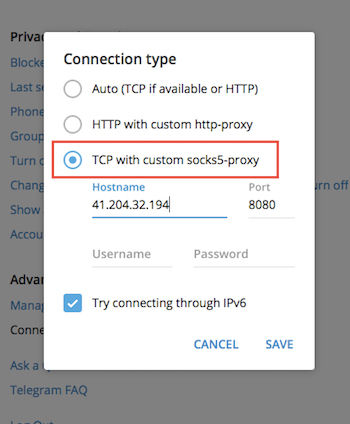 «TCP with custom socks5-proxy»