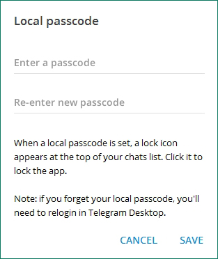 Защита приложения Telegram паролем