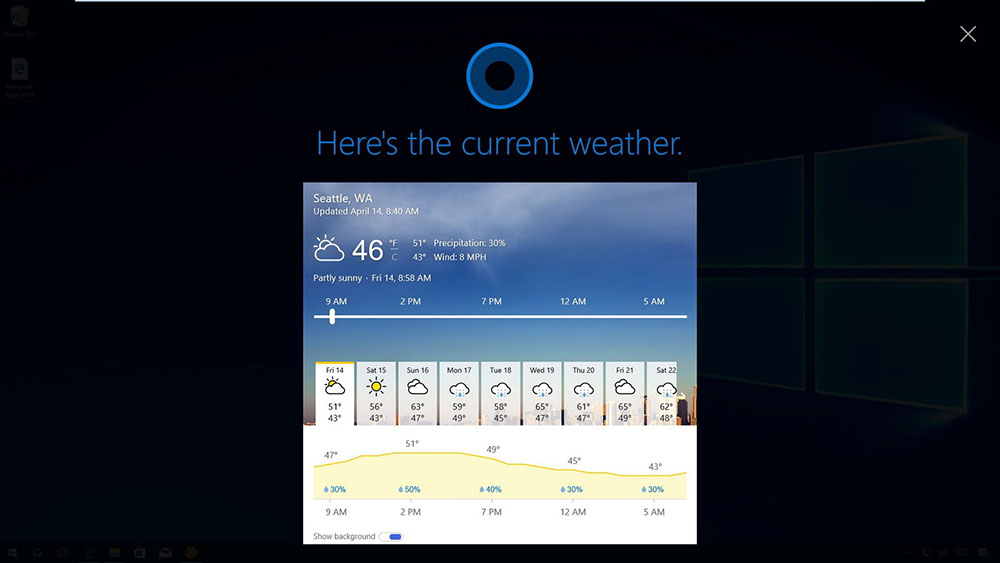 pogoda v Cortana