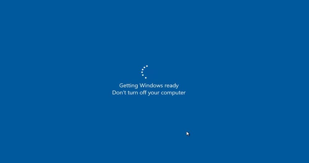 Сообщение Getting Windows ready