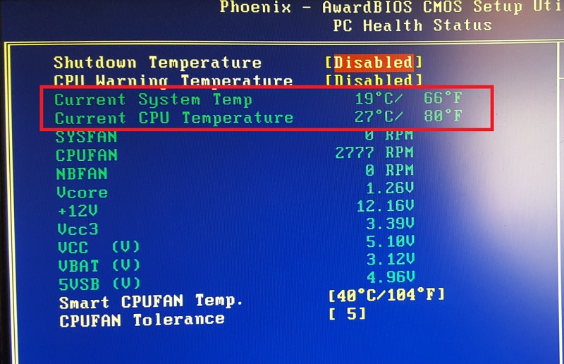 Проверка температуры компьютера