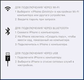 Способы передачи данных iPhone
