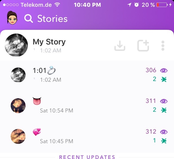 Воспоминания других пользователей в Snapchat