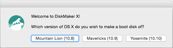 Выбор версии в DiskMaker X