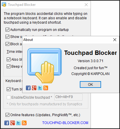 Программа Touchpad Blocker