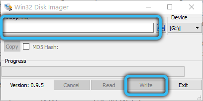 Запись образа на флешку в Win32 Disk Imager