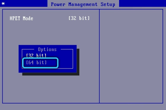Параметр HPET Mode в BIOS