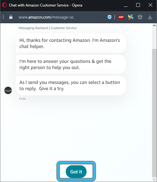 Кнопка «Go it» на Amazon