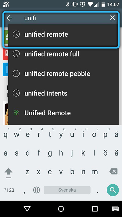 Поиск приложения Unified Remote