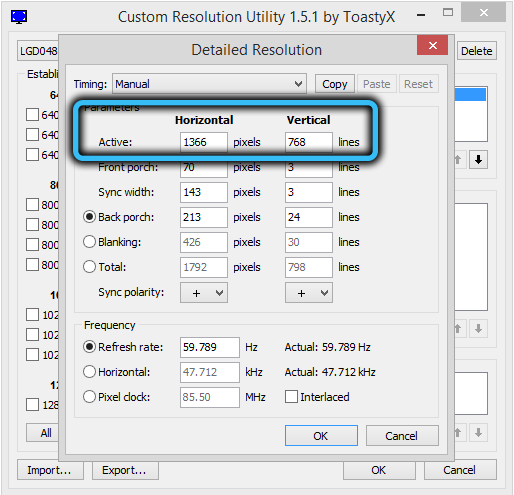 Разрешение монитора в Custom Resolution Utility