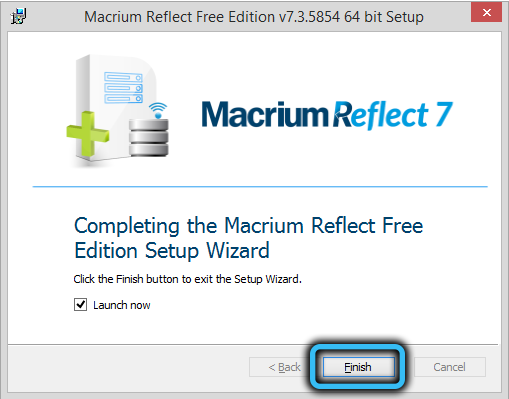 Завершение установки Macrium Reflect