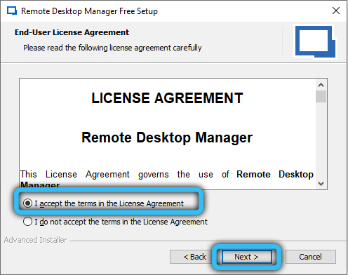 Лицензионное соглашение Remote Desktop Manager