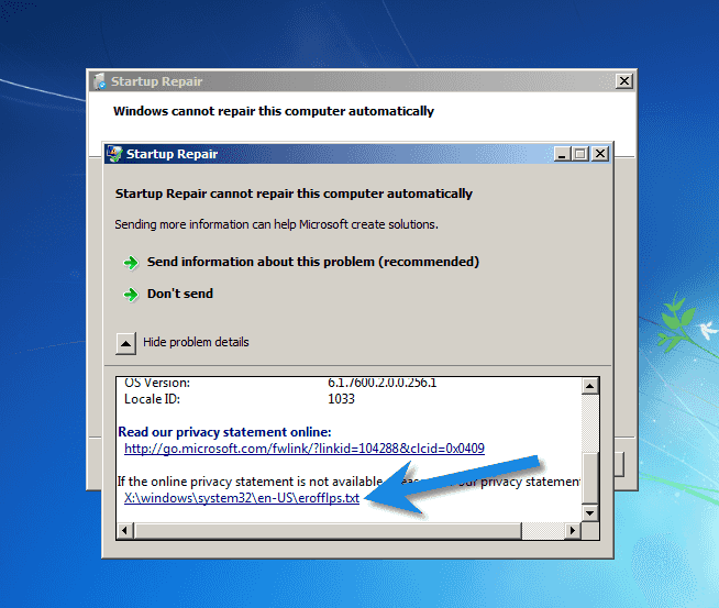 Открытие файла с описание проблемы в Windows 7