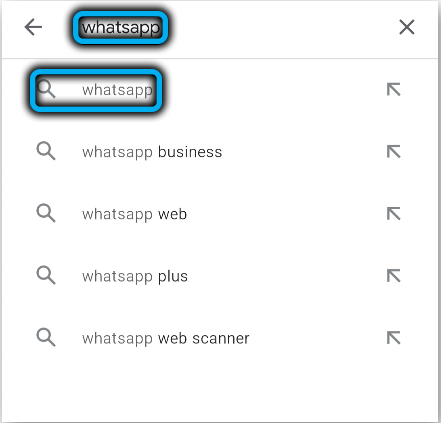 Поиск WhatsApp в Play Маркет