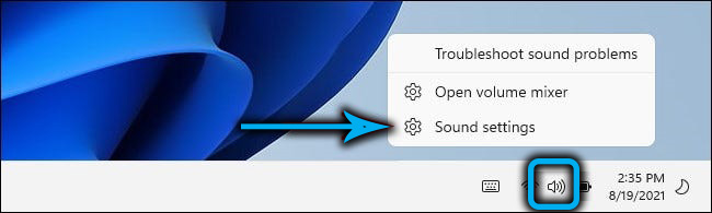 Пункт «Настройки звука» в Windows 11