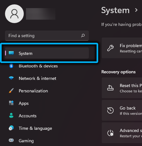 Раздел «Система» в Windows 11