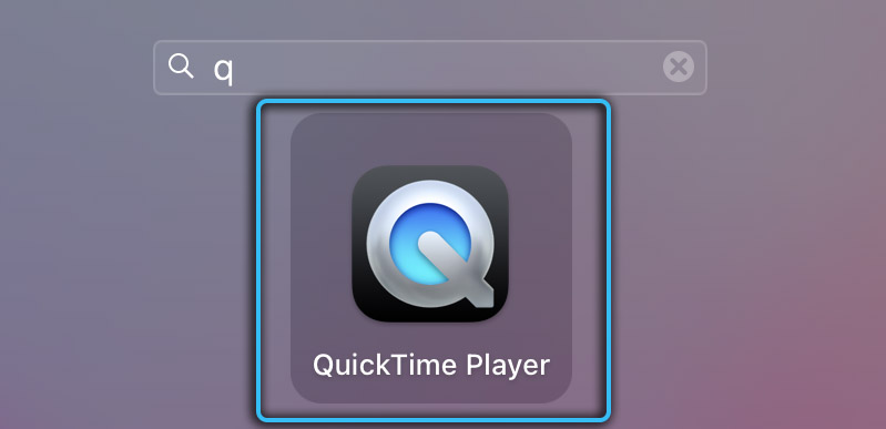Открытие приложения QuickTimePlayer