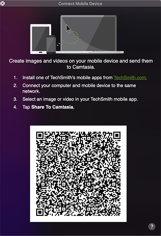 Подключение к iPhone в Camtasia: Screen Recorder