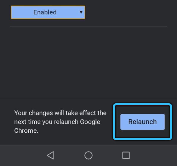 Кнопка Relaunch на Android