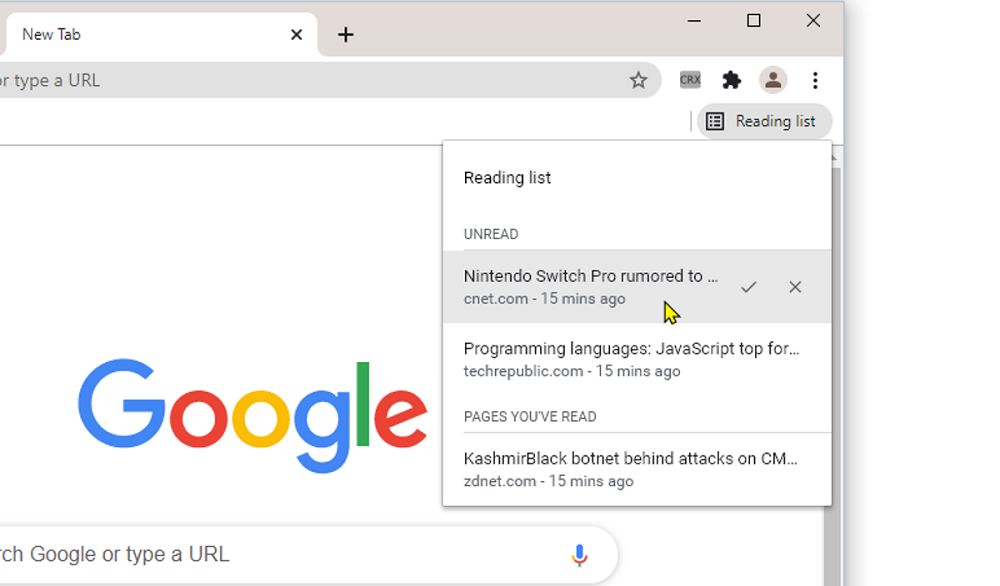 Как включить, пользоваться или убрать список для чтения Google Chrome