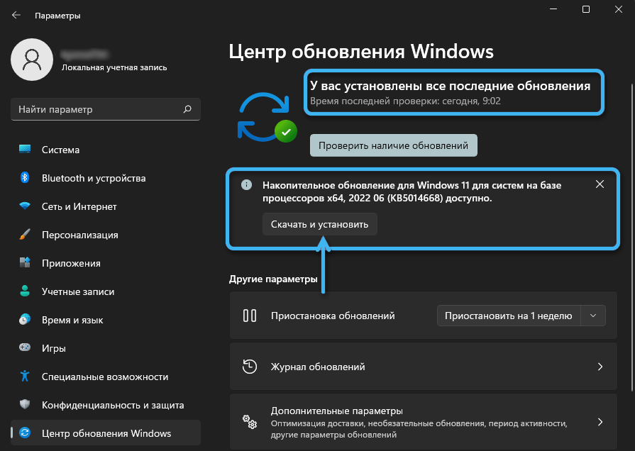 Дополнительные обновления в Windows 11