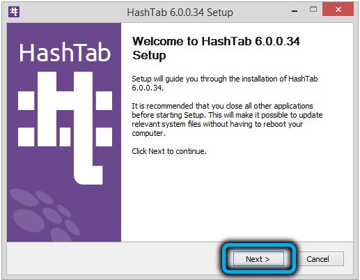 Установка программы HashTab
