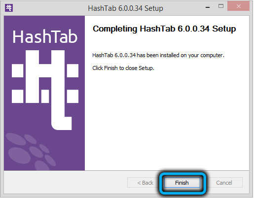 Установка программы HashTab
