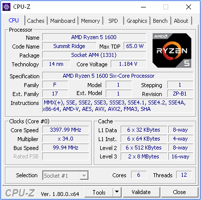 Информация в CPU-Z