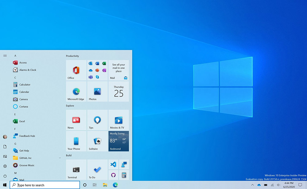 Вид Windows 10
